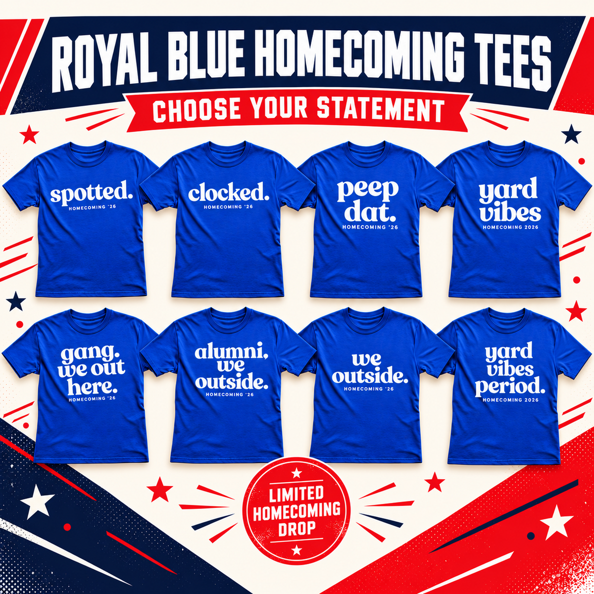Royal Blue Homecoming ’26 Statement Tees