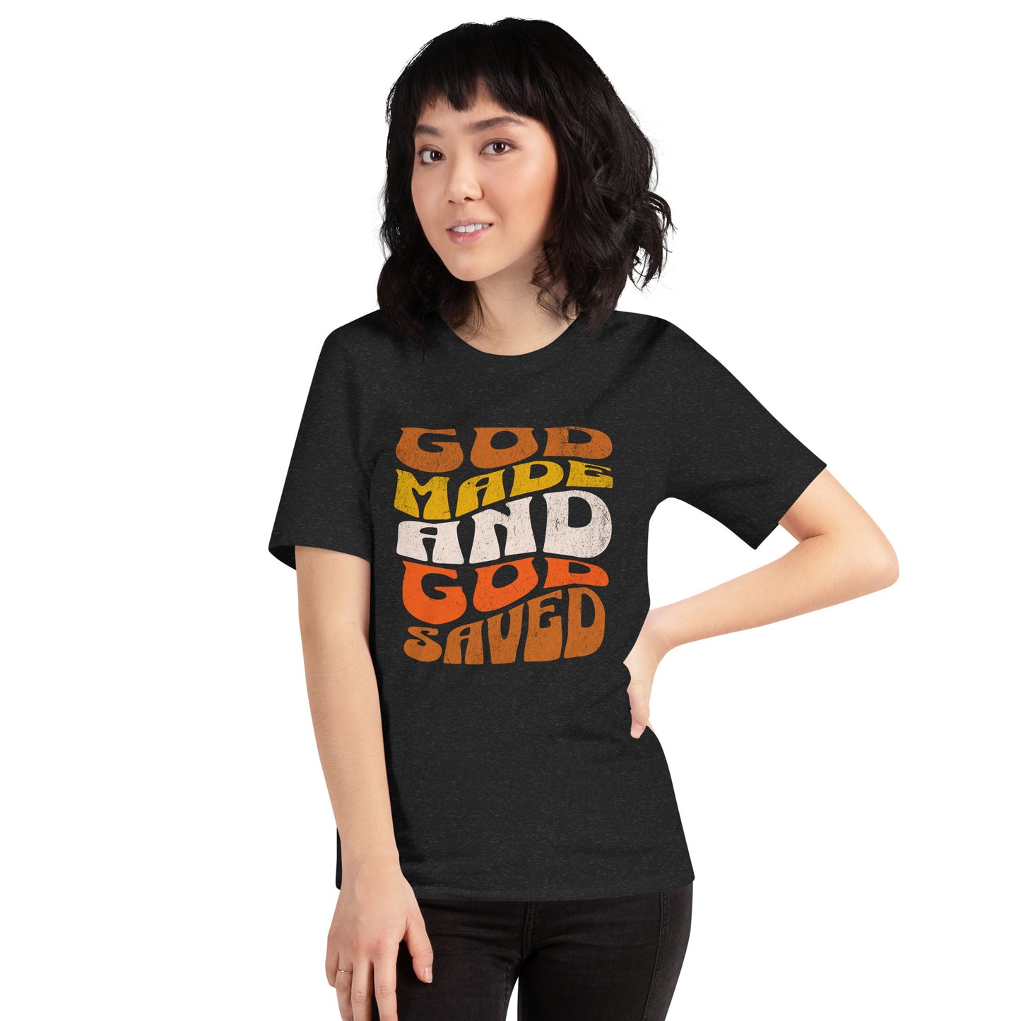 God Made and God Saved Wavy Retro 70s T-Shirt