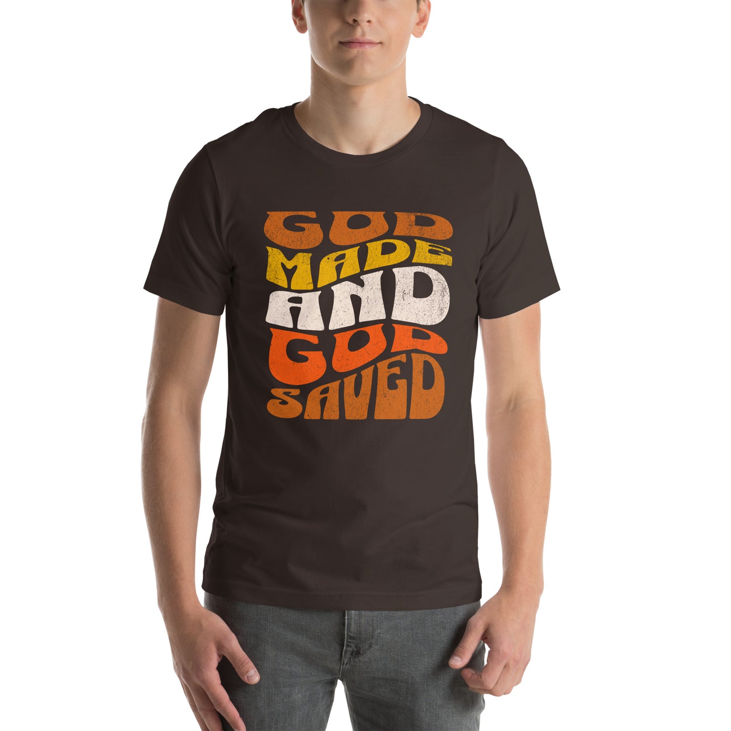 God Made and God Saved Wavy Retro 70s T-Shirt